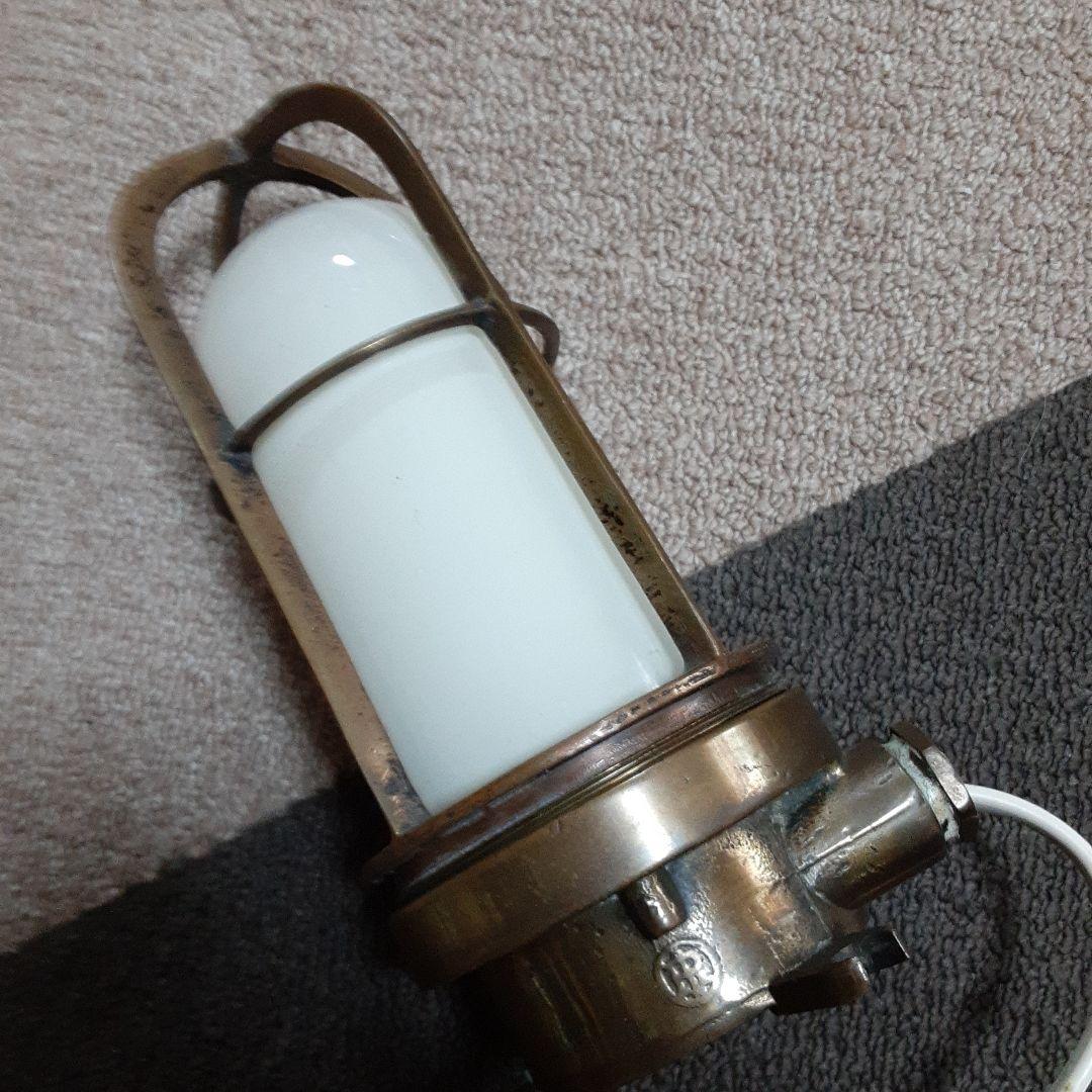 古い点灯マリンランプ/真鍮ハリケーンデッキ/船舶照明甲板ランタン/気泡ガラスホヤ