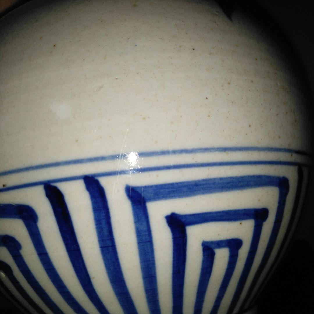 NO640 会津本郷焼　染付け徳利　笹竹文