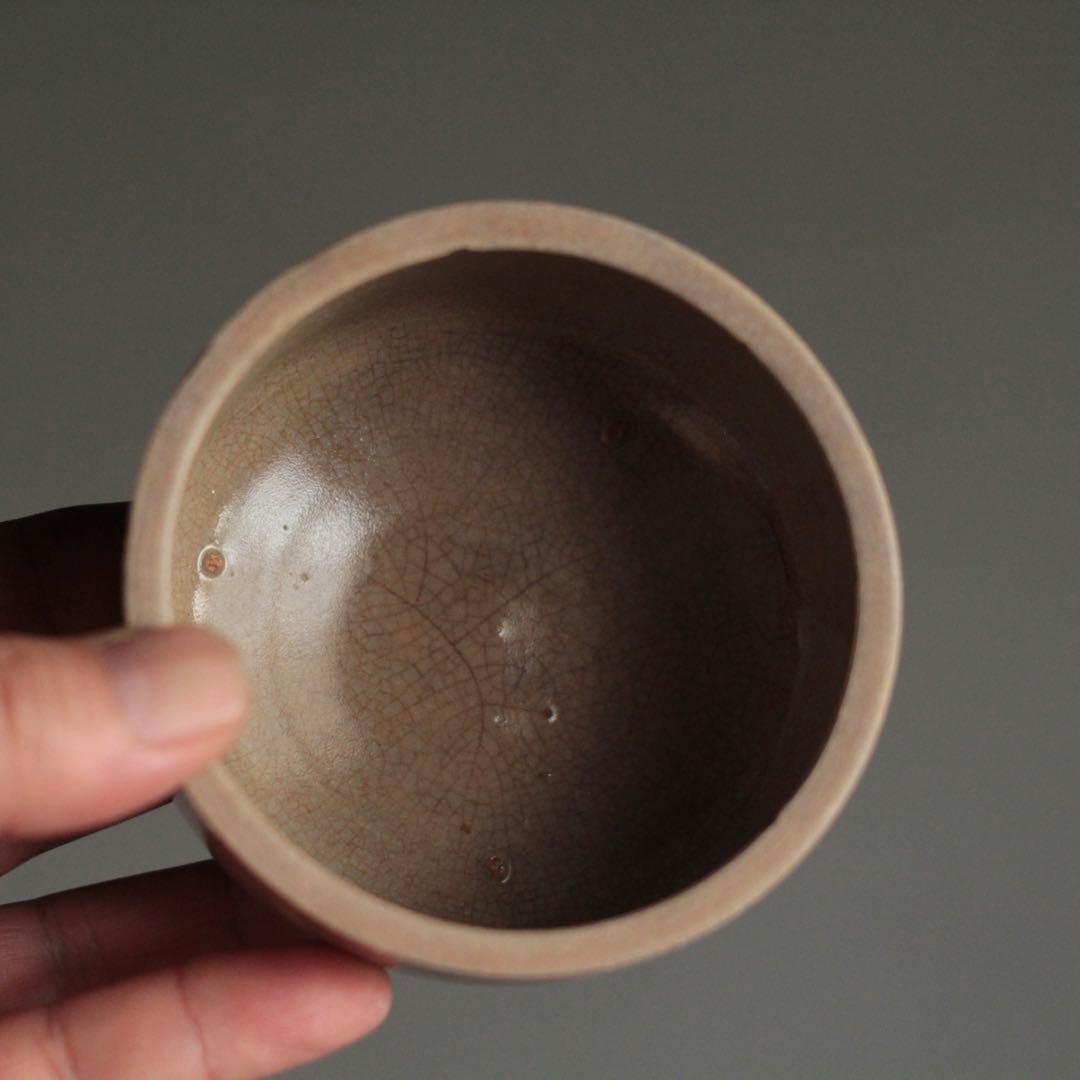 煙の出た 瀬戸 灰釉 野香炉 半筒碗 古美術 古道具 アンティーク