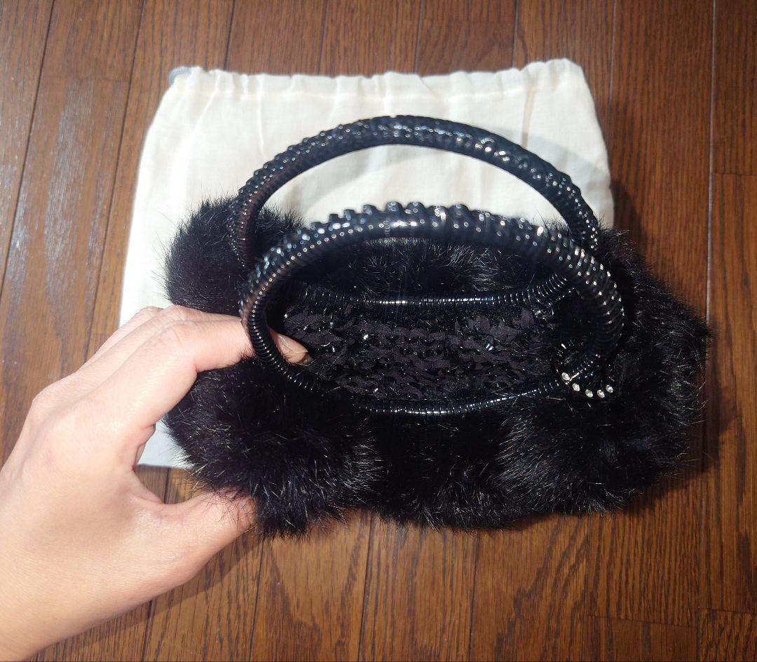 ANTEPRIMA パーティーバッグ （ブラック ファー）保存袋付き