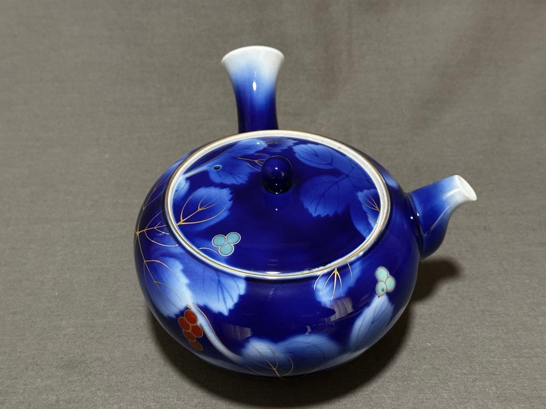 有田焼 深川製磁 染錦葡萄 茶器揃（急須、蓋付き湯呑み，湯冷まし）