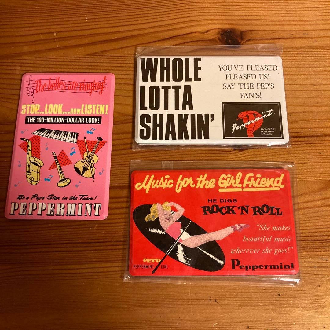 80年代当時物 ペパーミント　ハンドミラー&メモ帳　5点セット　ロカビリー