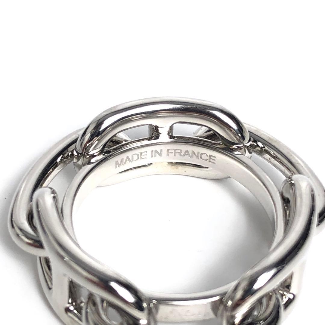 【美品】HERMES エルメス スカーフリング シェーヌダンクル シルバーカラー