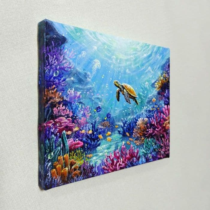 ぷ*あ様 【海中世界】アクリル画 F3 風景画 絵画