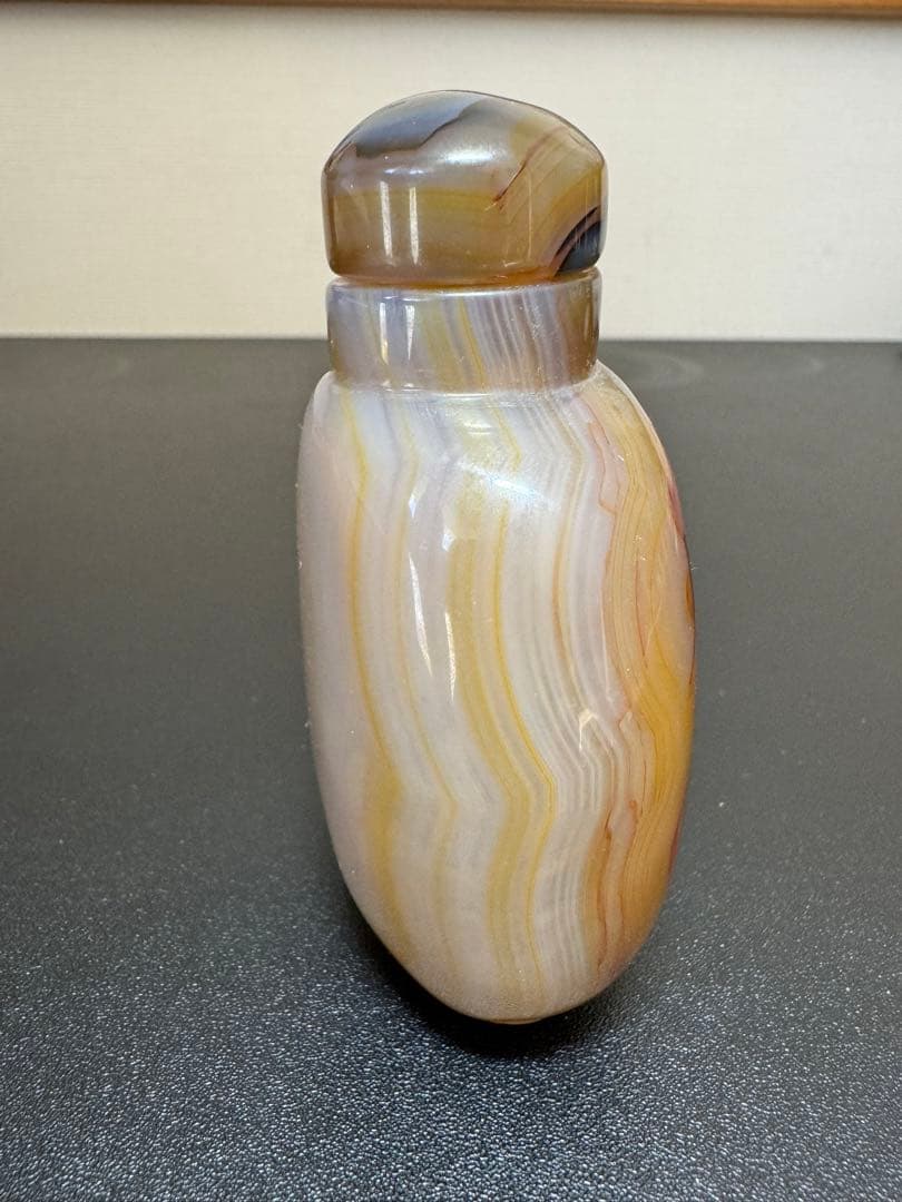 清時代 鼻煙壺 瑪瑙独特な天然模様 細工 中国美術 コレクション 天然石 骨董
