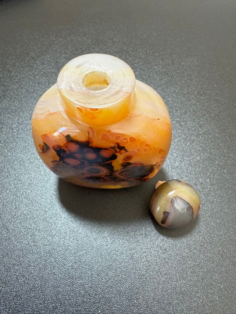 清時代 鼻煙壺 瑪瑙独特な天然模様 細工 中国美術 コレクション 天然石 骨董