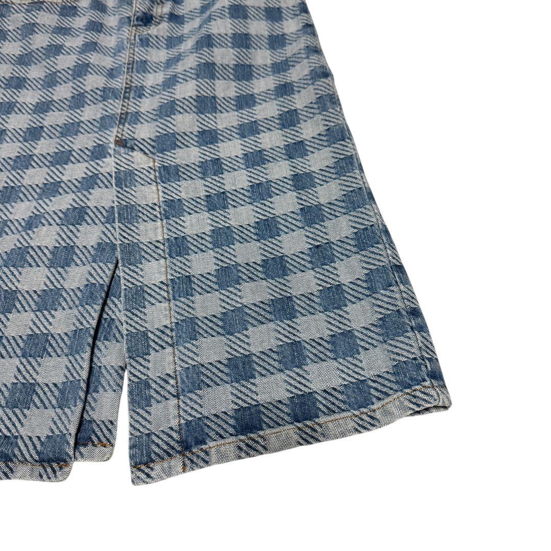 AMI PARIS アミパリ　デニムスカート ギンガムチェック　総柄　膝下26