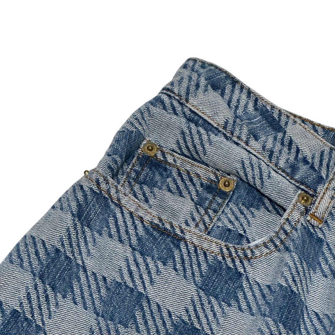 AMI PARIS アミパリ　デニムスカート ギンガムチェック　総柄　膝下26