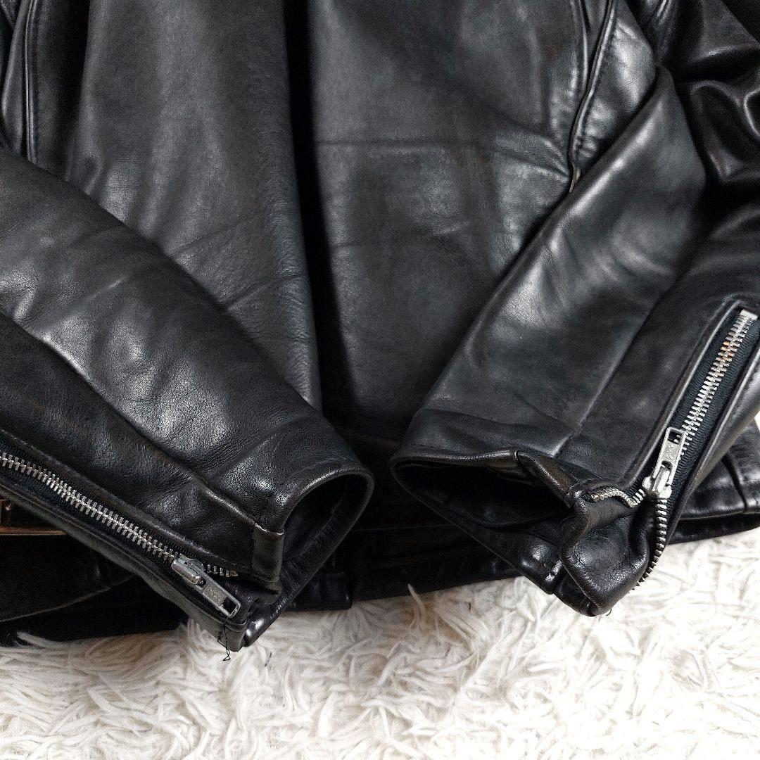 Schott USA製 襟付き ボアライナー レザーライダースジャケット 黒42