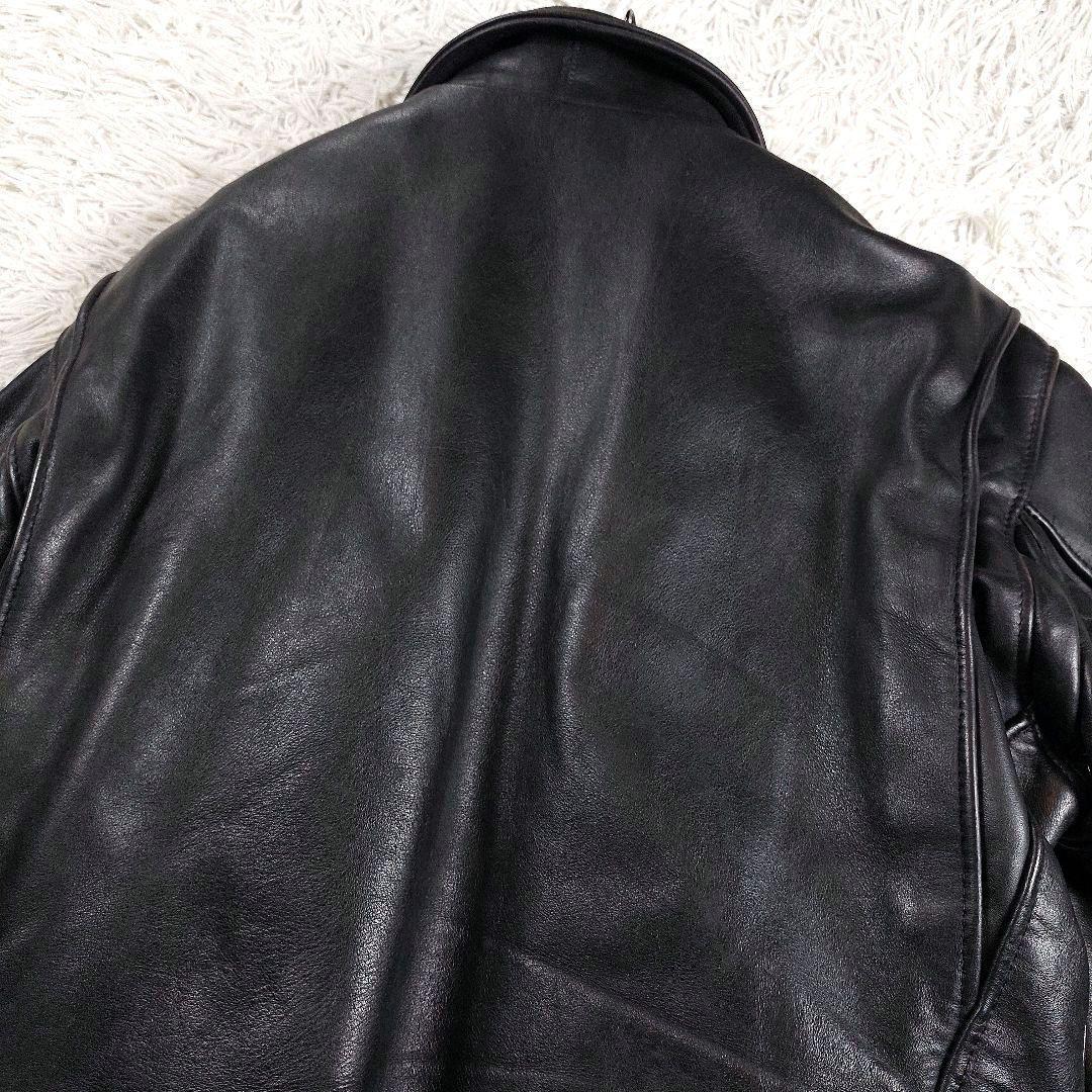 Schott USA製 襟付き ボアライナー レザーライダースジャケット 黒42