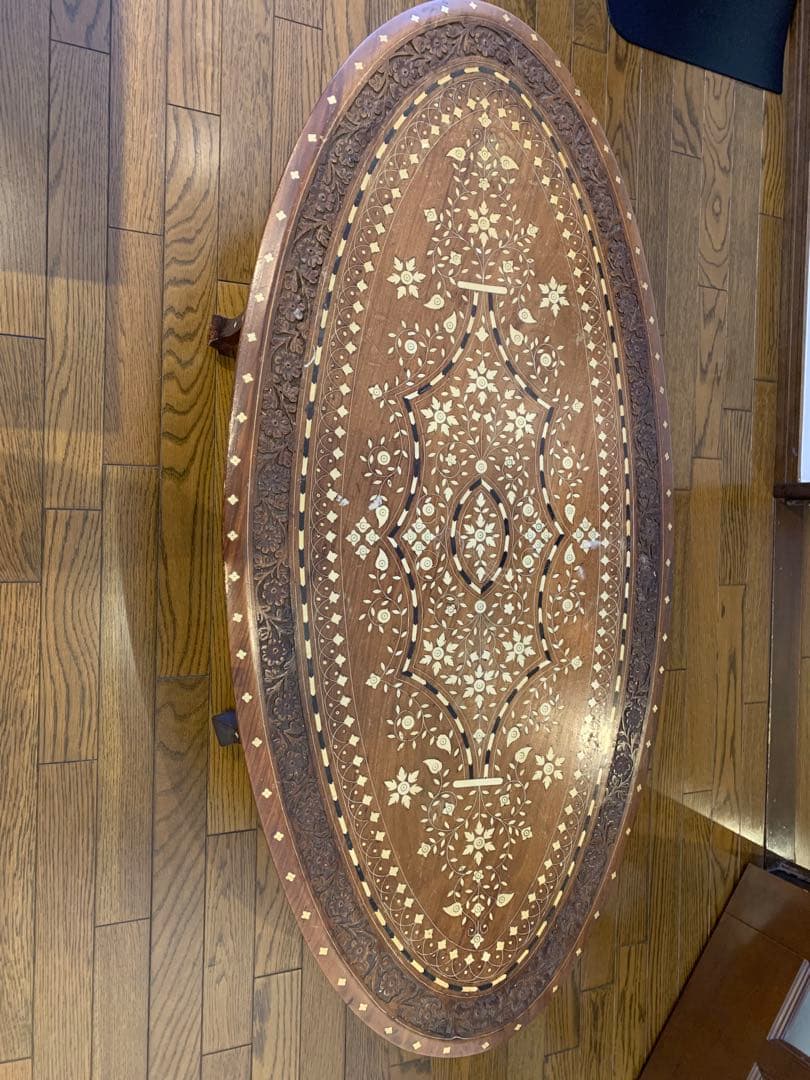 象嵌　ソファテーブル　センターテーブル　一枚板？　アンティーク　工芸品