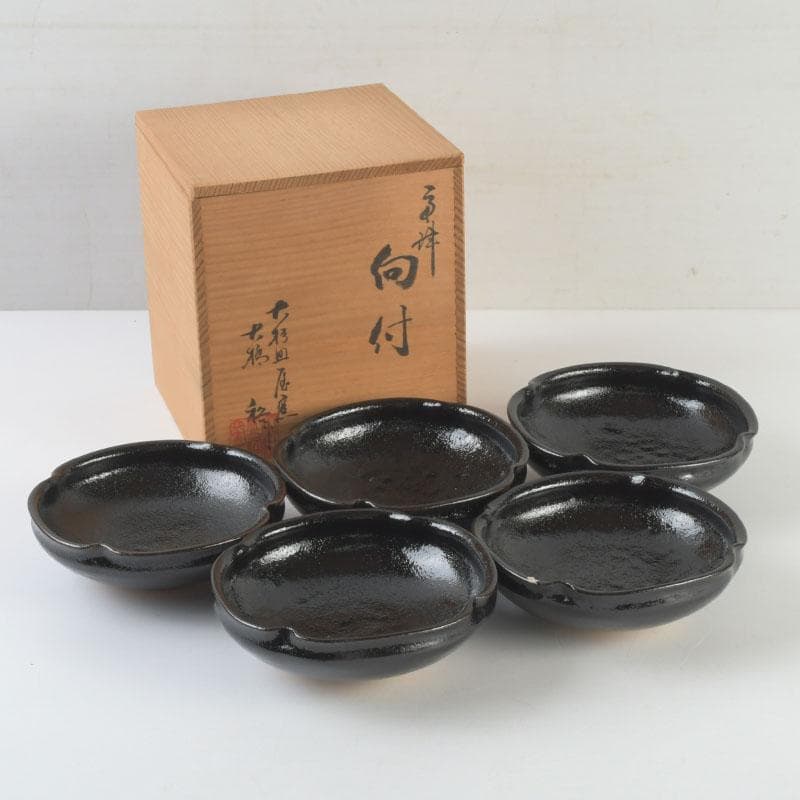 和食器　茶懐石　唐津焼　大杉皿屋窯　大橋裕作　向付　五客　共箱　V　9297