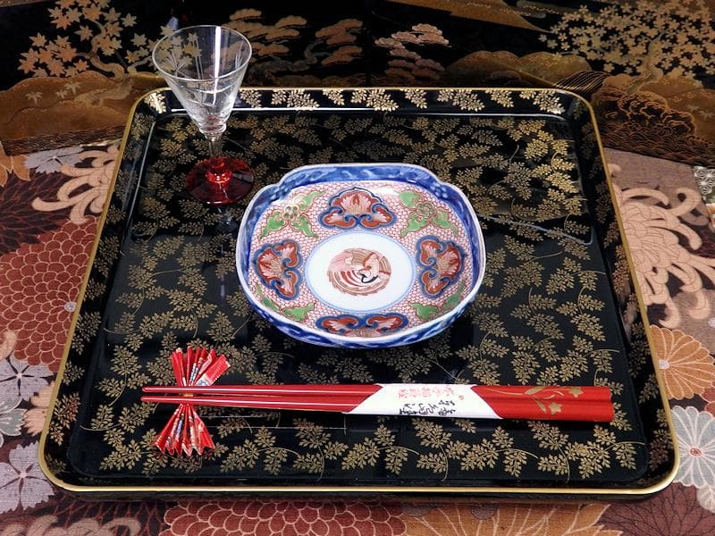 大聖寺伊万里　金襴手鳳凰に毘沙門亀甲紋の図　四方角皿　５枚B249AS-fbbg