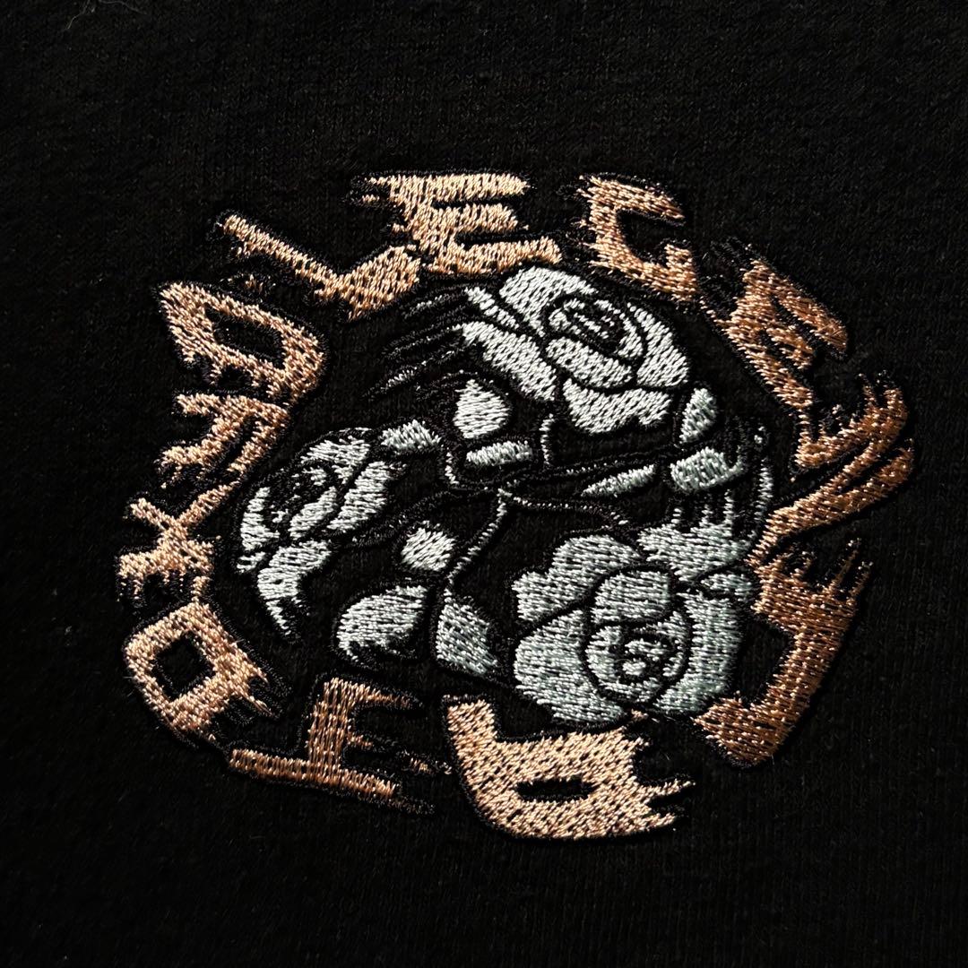 【韓国製】 レジェンダ アーチローズ刺繍Tシャツ 薔薇 ブラック フリーサイズ
