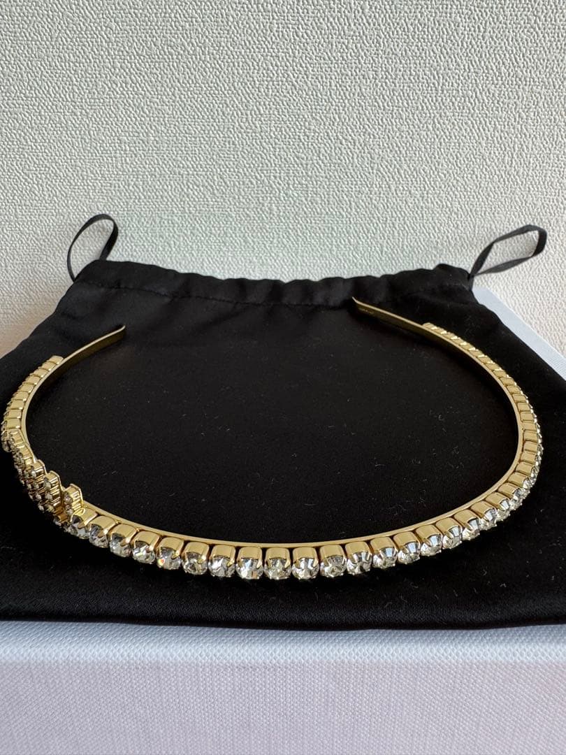 ❤︎美品❤︎ 【MIUMIU 】クリスタルヘアバンド カチューシャ　✨ゴールド✨