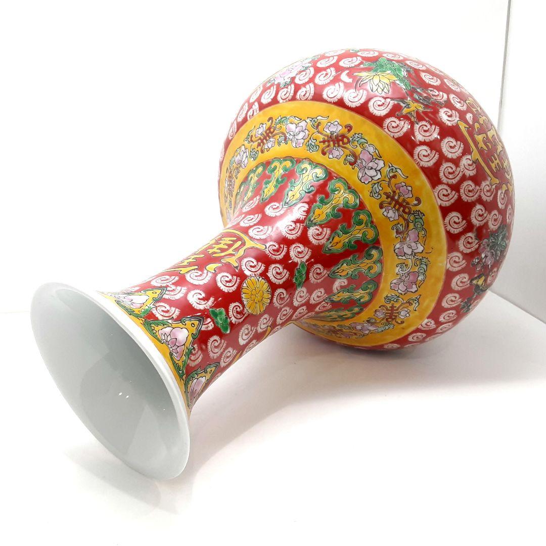 Y1477　中国彩色壺　高さ35.5cm　　ten