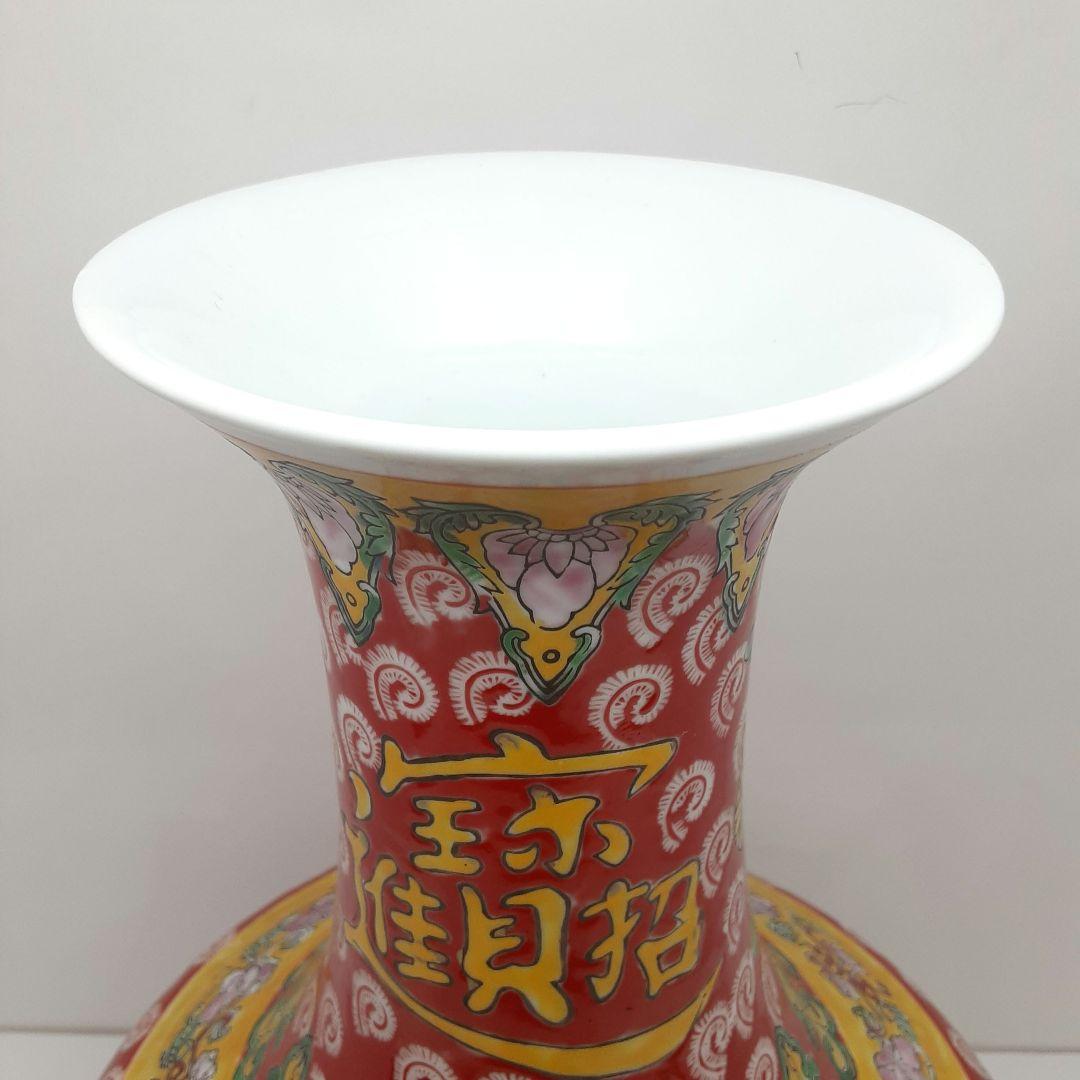 Y1477　中国彩色壺　高さ35.5cm　　ten
