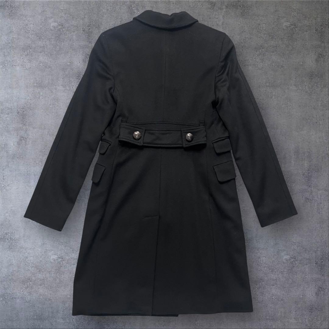 【美品】 バーバリー ステンカラーコート M相当 カシミヤ ブラック ホースロゴ