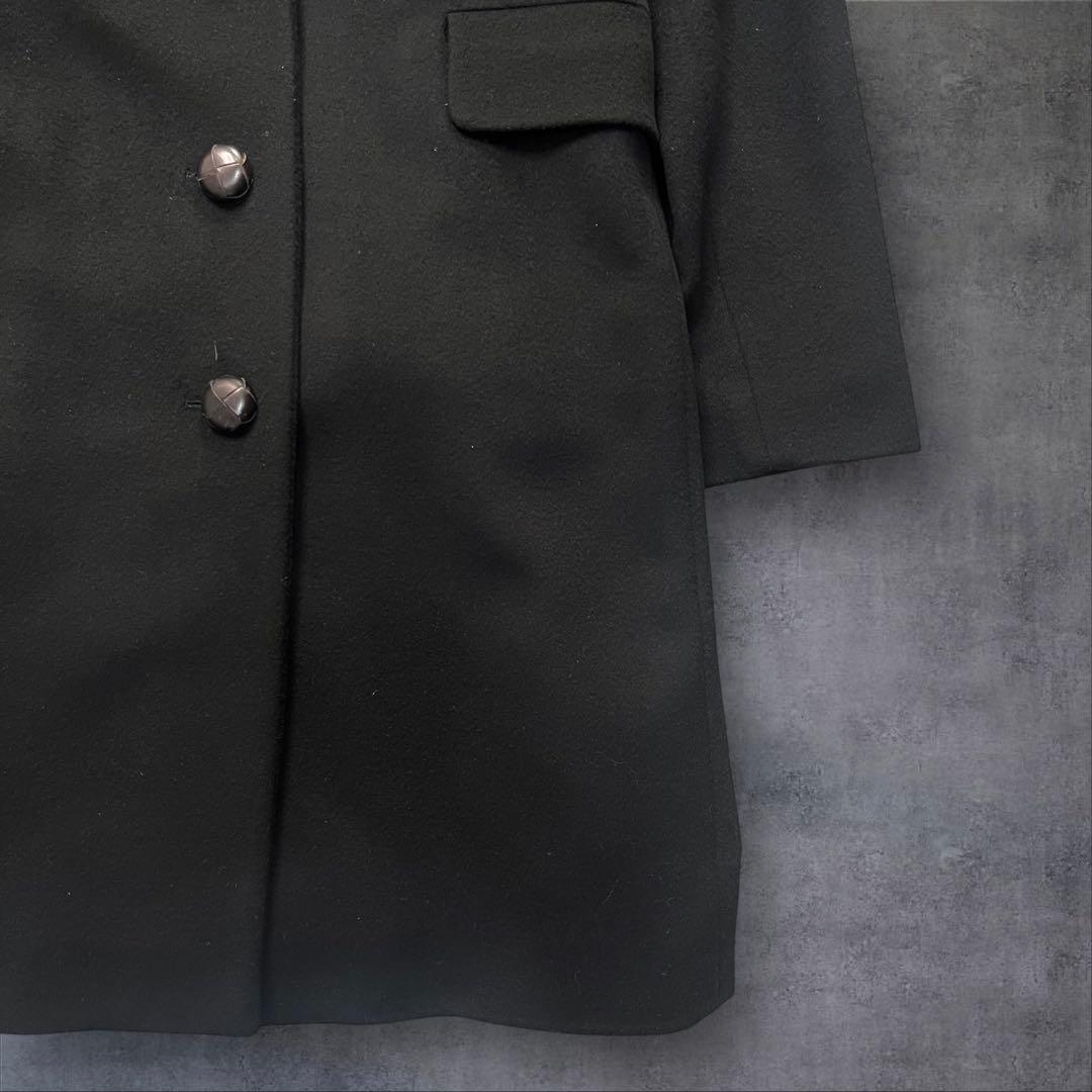 【美品】 バーバリー ステンカラーコート M相当 カシミヤ ブラック ホースロゴ