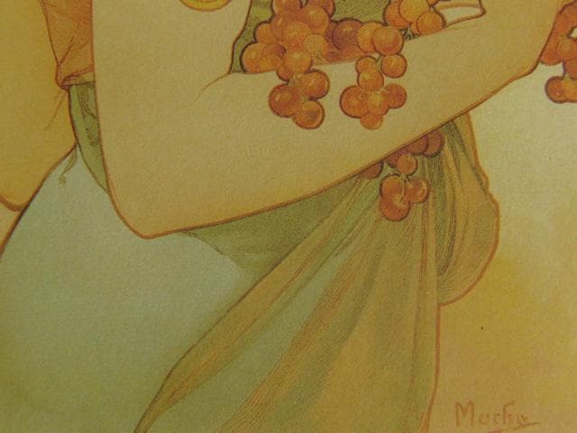 アルフォンス・ミュシャ、果物、希少な画集より、新品高級額・額装付