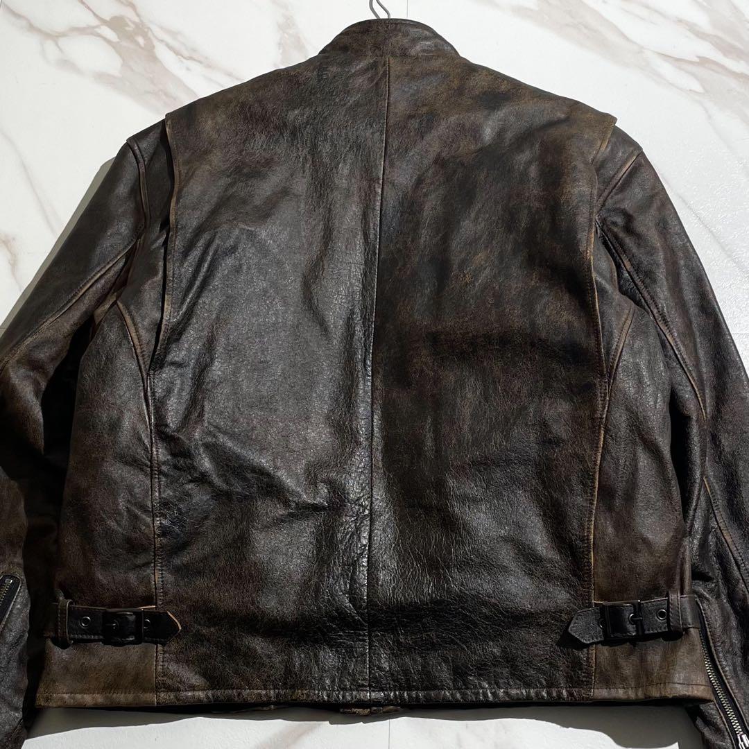 [希少3XL/馬革]リューグーレザーズ ライダースジャケット シングル 茶色