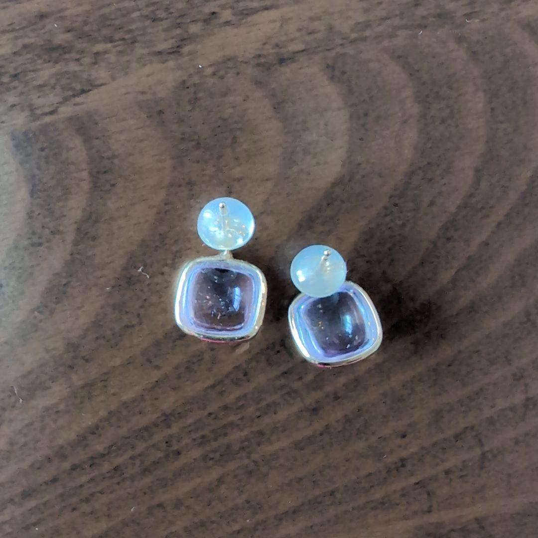 cuicui アメジスト　カラーストーンカボション　ピアス