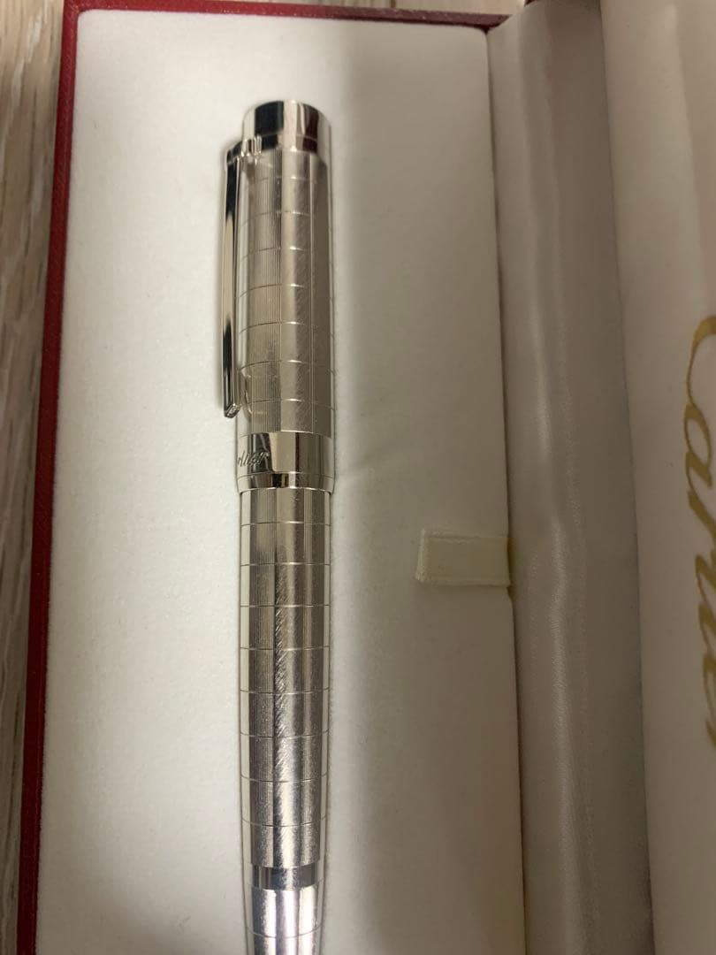 Cartier ボールペン シルバー 格子模様