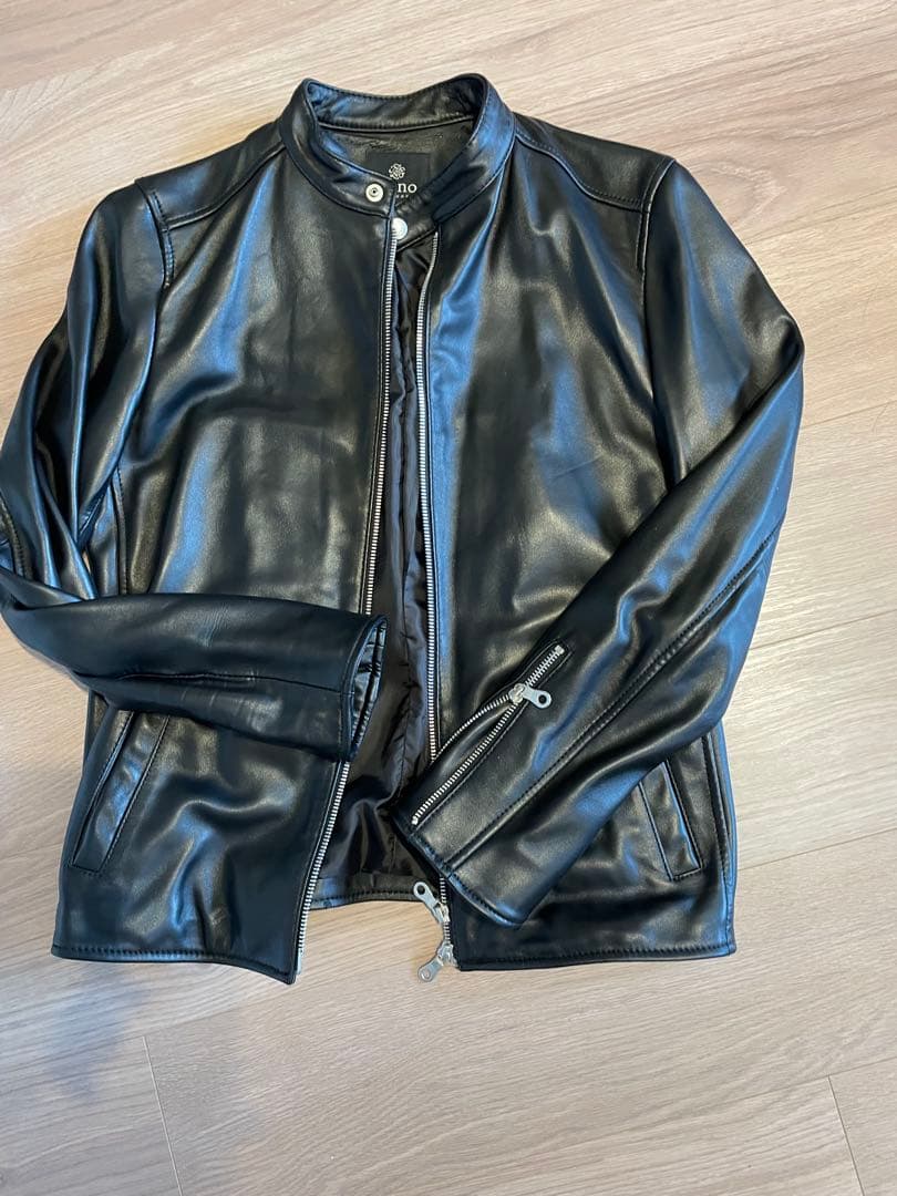 nano universe ブラック レザージャケット S