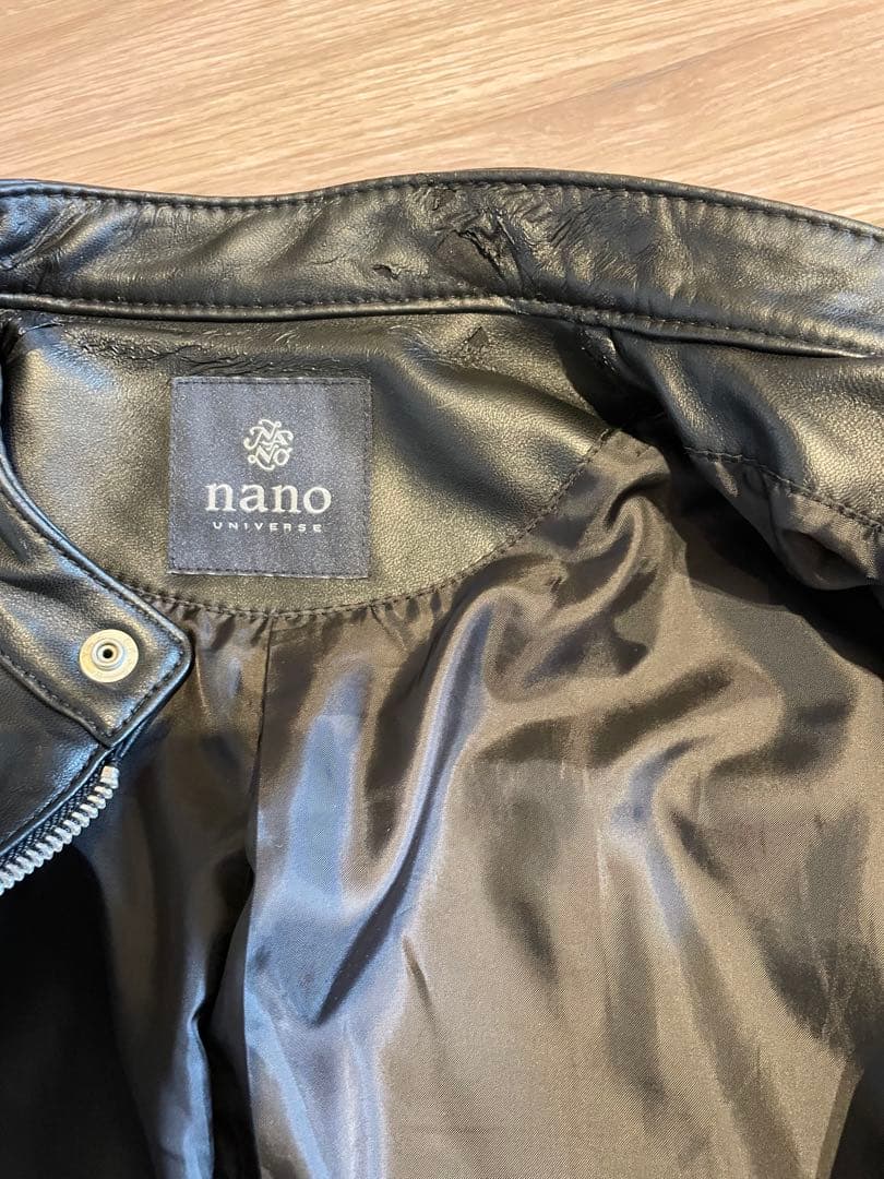 nano universe ブラック レザージャケット S