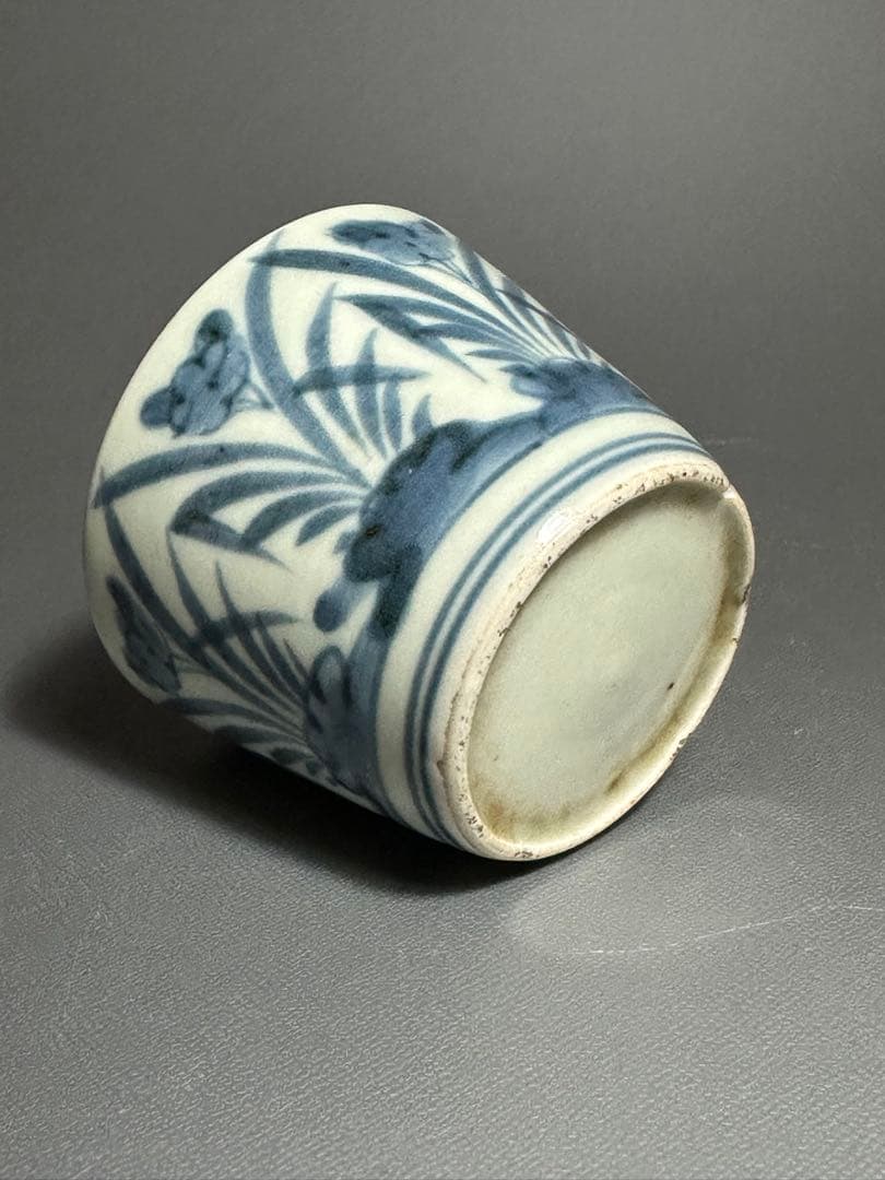 古伊万里　そば猪口　菖蒲紋様　染付　白磁　江戸時代