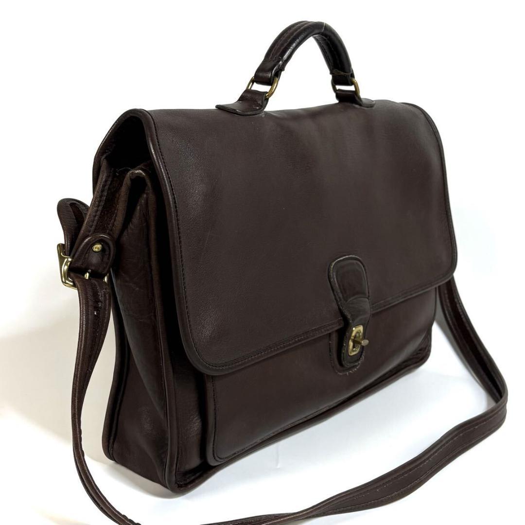 【美品】オールド コーチ レザーブリーフケース ターンロック ブラウン USA製