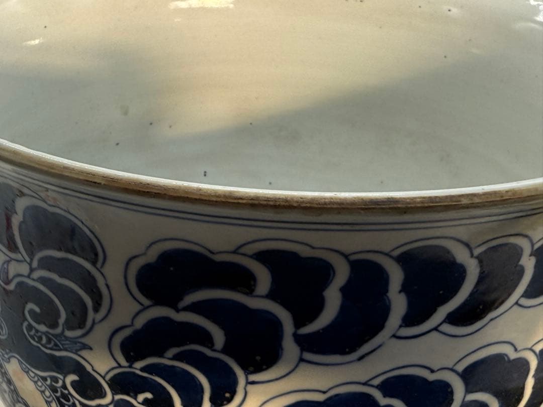 中国　清時代　染付　龍紋壺　青華　送料込み251210