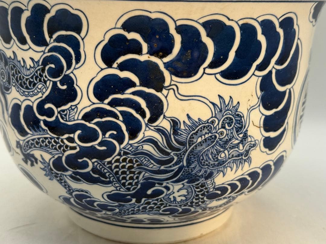 中国　清時代　染付　龍紋壺　青華　送料込み251210