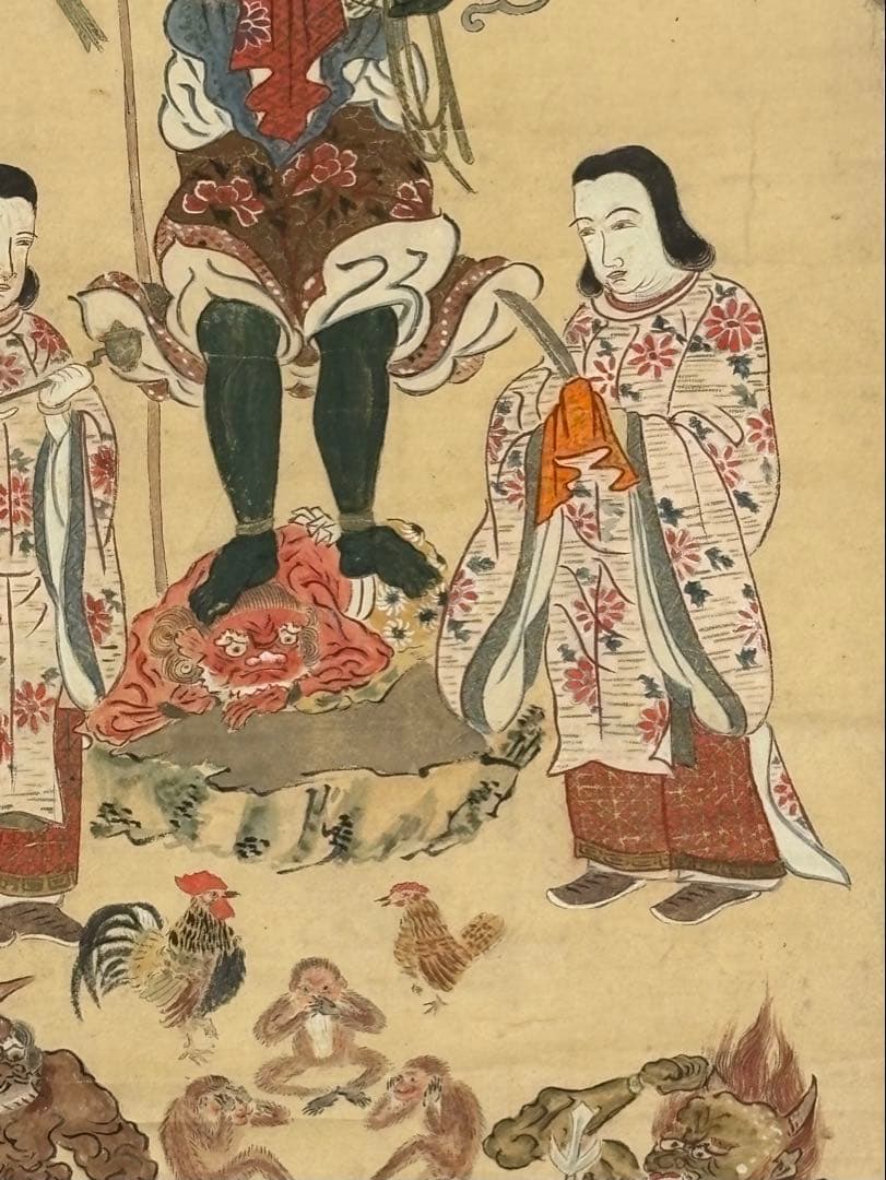 「大型彩色木版画 青面金剛像」木版刷 1枚|和本古典籍江戸時代仏教美術仏画