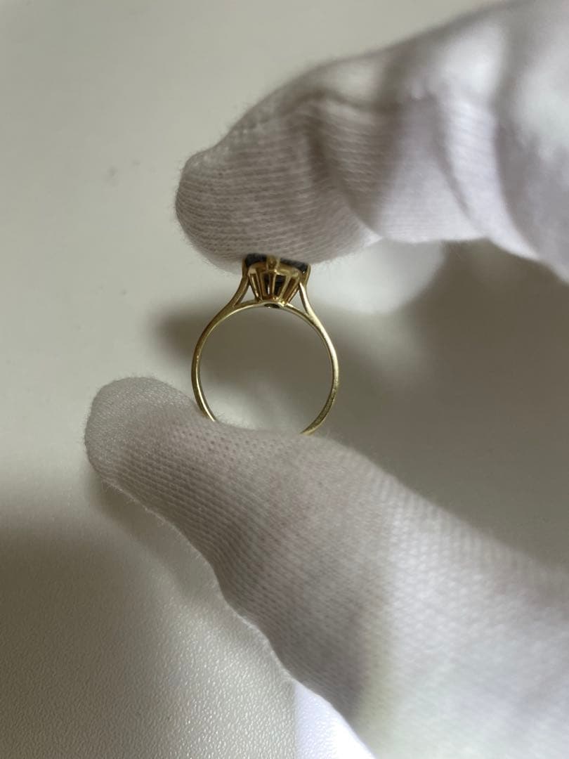 貴金属　14K ゴールドリング　黒石