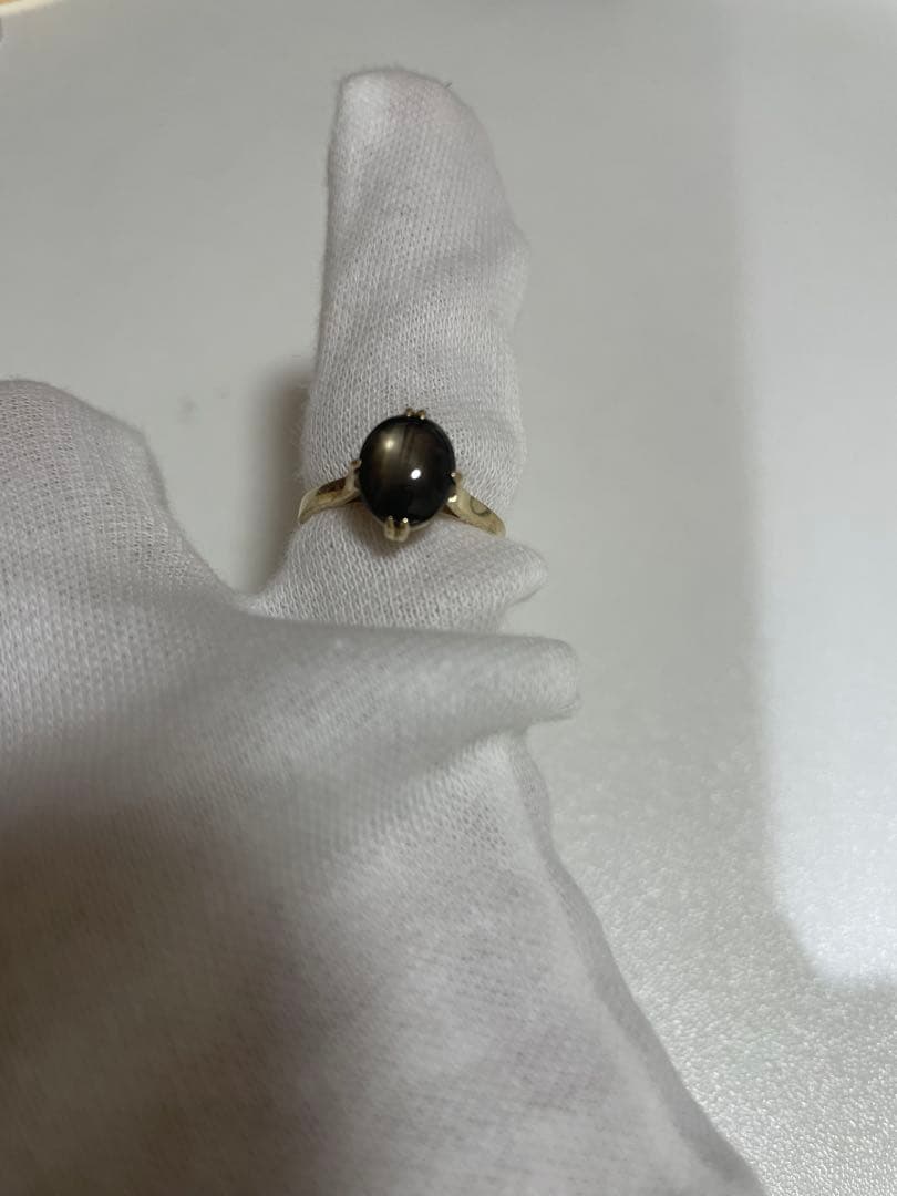 貴金属　14K ゴールドリング　黒石