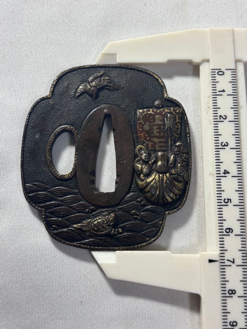 名品　鐔鍔つば　宝船　七福神　鶴と亀　これぞ御利益のある鐔　江戸時代