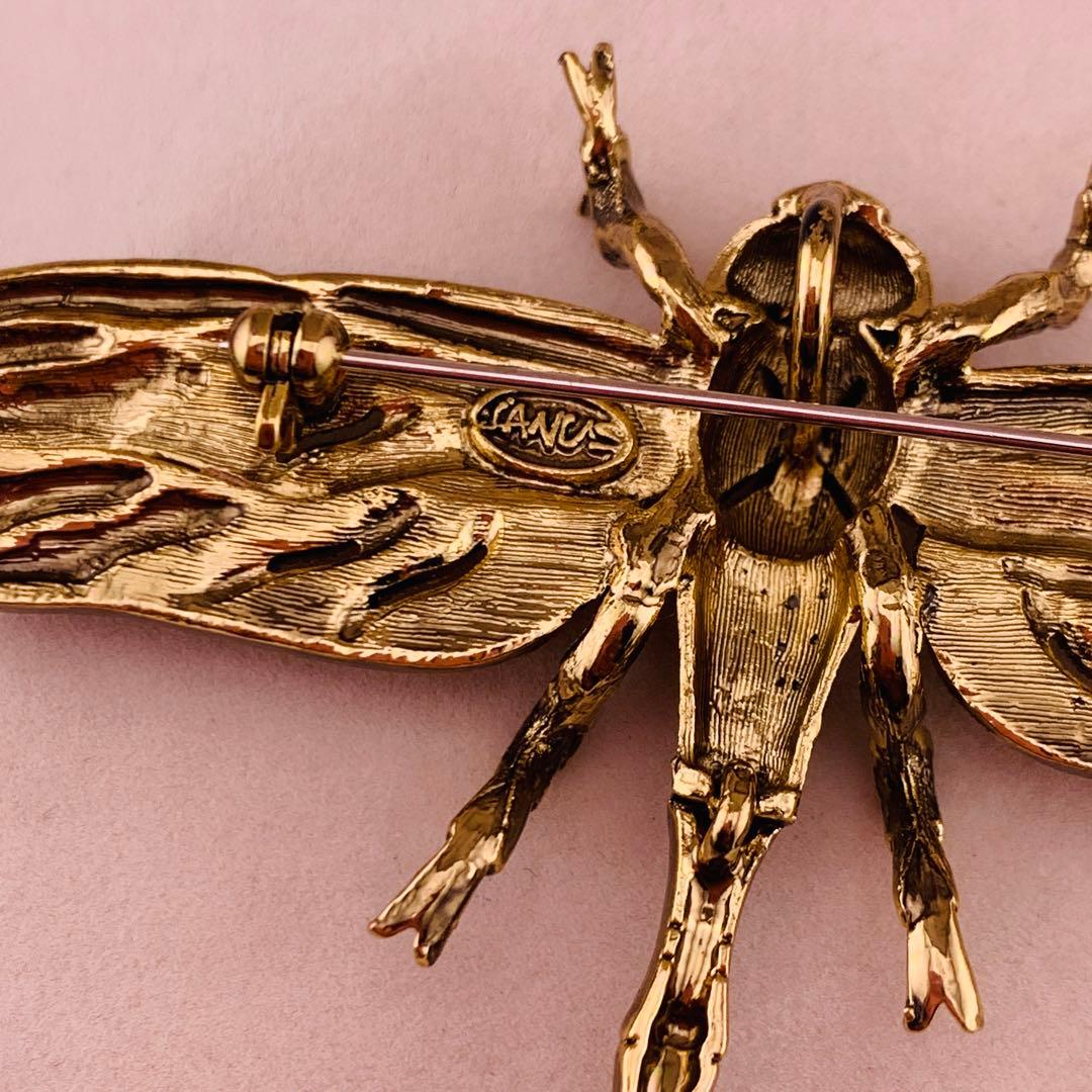 JANUS ビンテージトンボのブローチ　動く尾を持つ