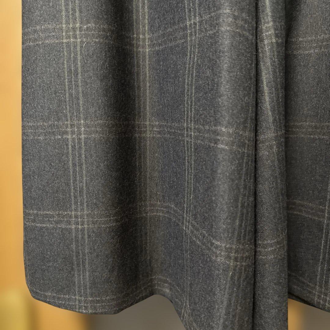 【未使用品】マドモアゼルノンノン　ウール100%ガウチョパンツ チャコールグレー