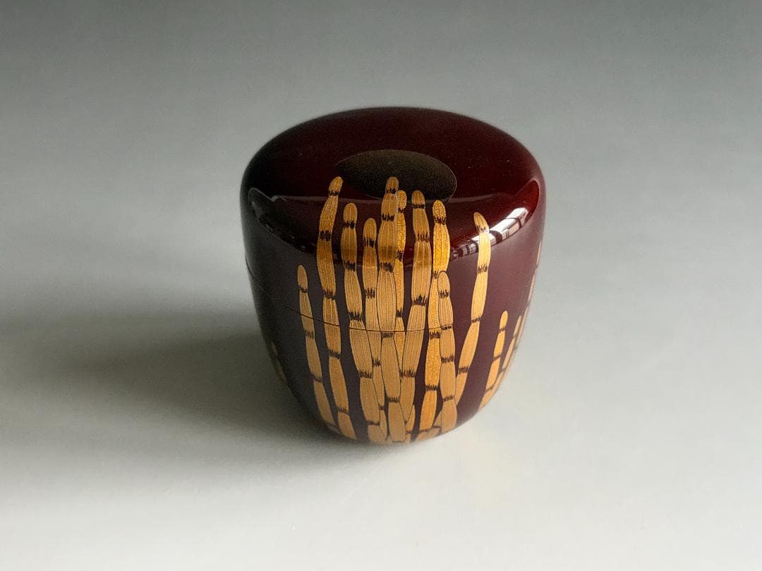 薄茶器　伯峰作　溜木賊蒔絵　大棗　茶道具