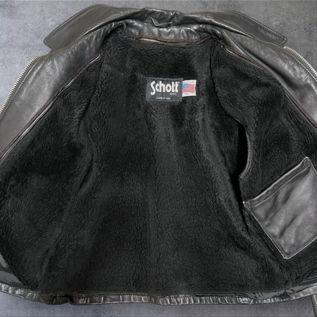 美品 schott 642 レザージャケット シングルライダース 牛革 40 黒