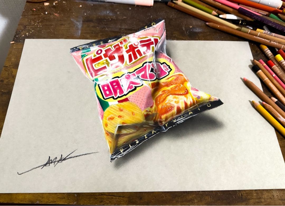 色鉛筆画 ピザポテト(原画)