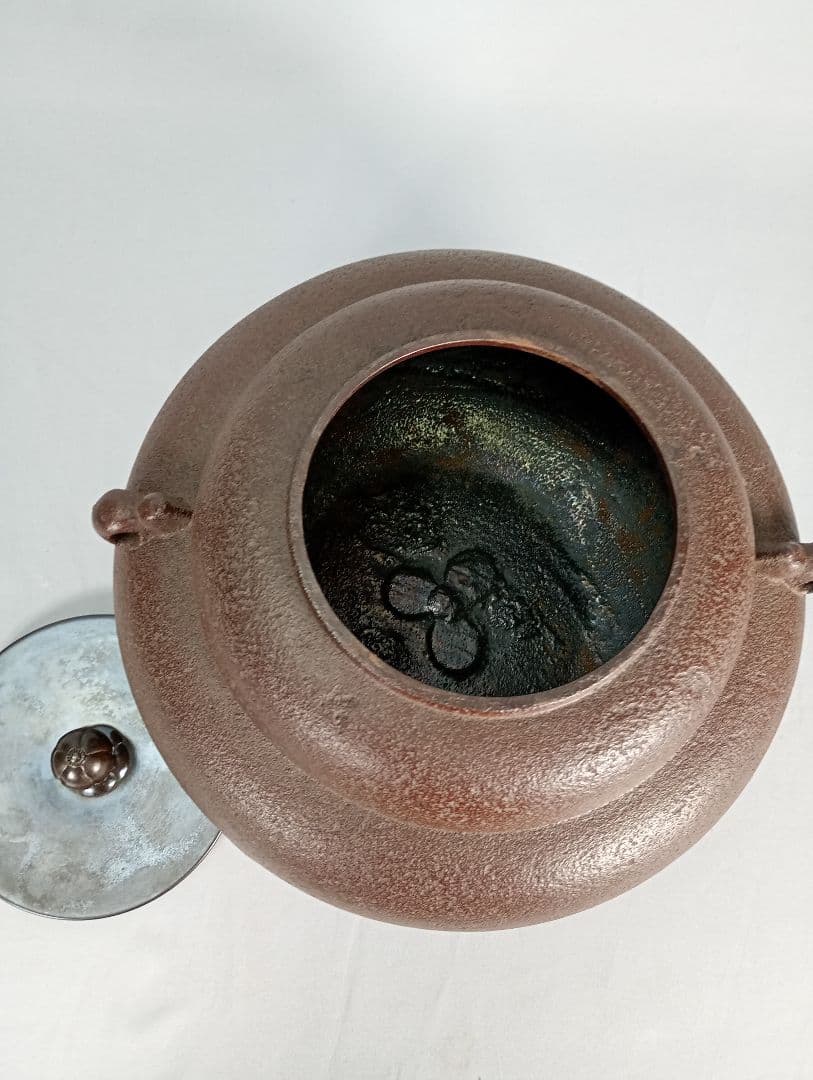 【茶道具】重釜（かさねかま）　釜師佐藤清光造　炉釜　釜375