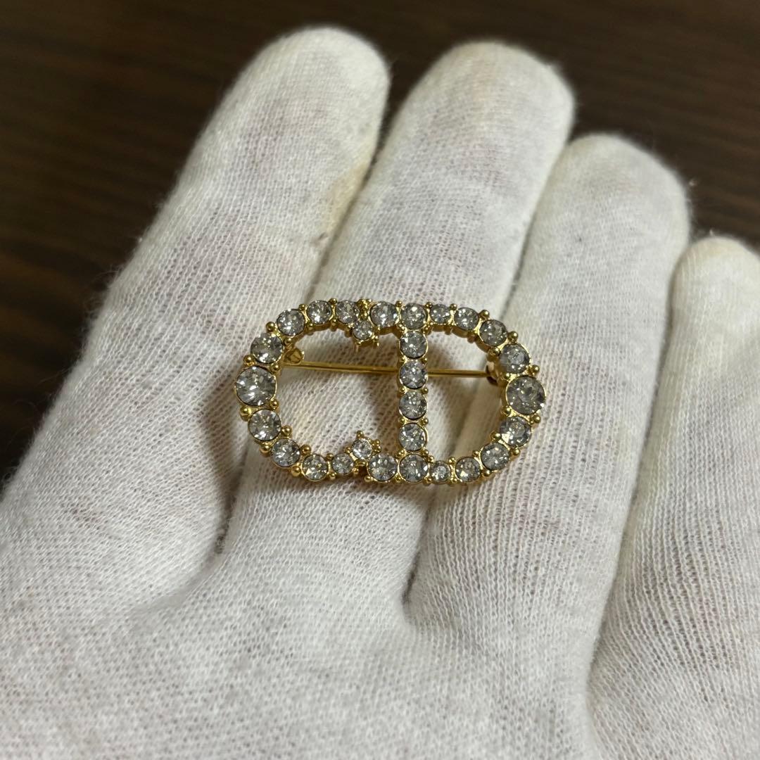 ［美品］現行　ディオール　CLAIR D LUNE ラインストーン　ブローチ