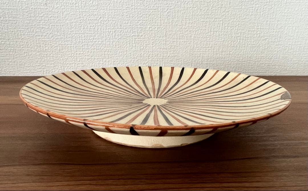 骨董 古瀬戸 麦藁手 6寸皿 箱付き 江戸末期~明治 アンティーク