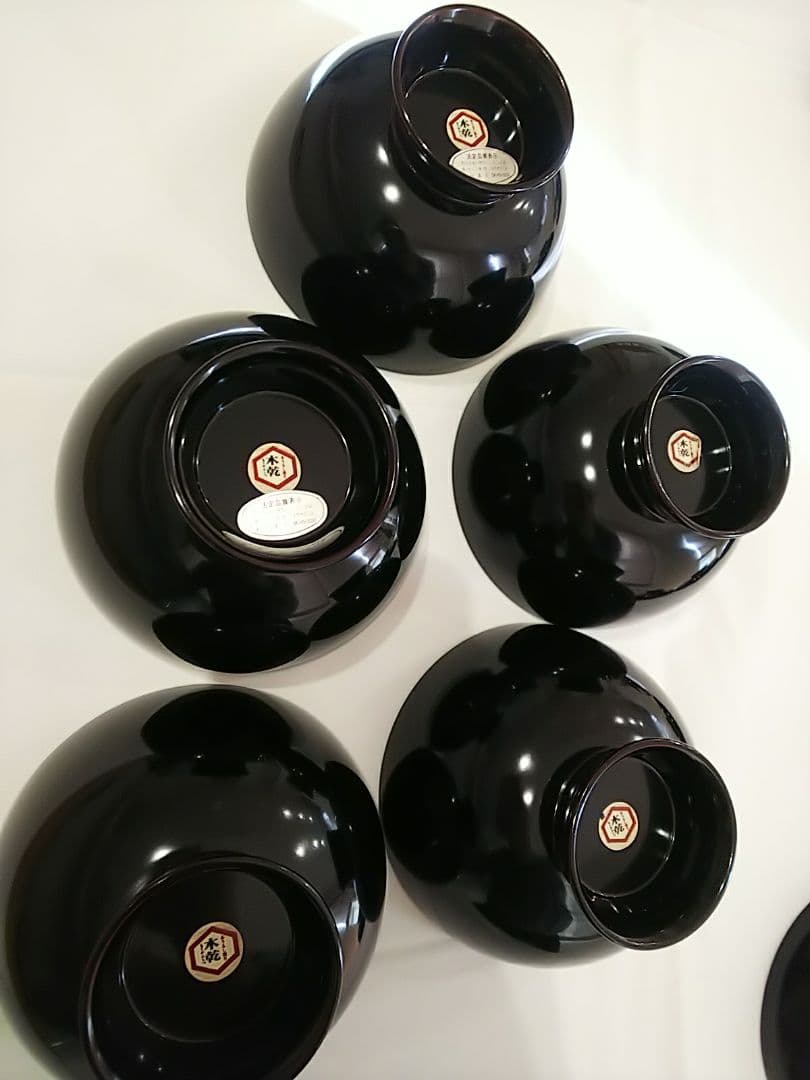 【未使用品】本うるし塗り 天然木加工品 蒔絵 蓋付き 木乾 もくかんしつ 5客