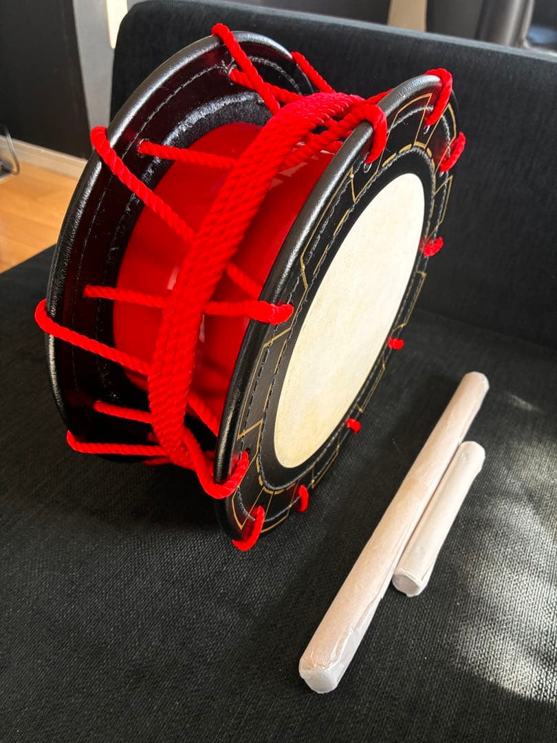 沖縄エイサー用締め太鼓（大）バチ1本・くさび付　新品未使用