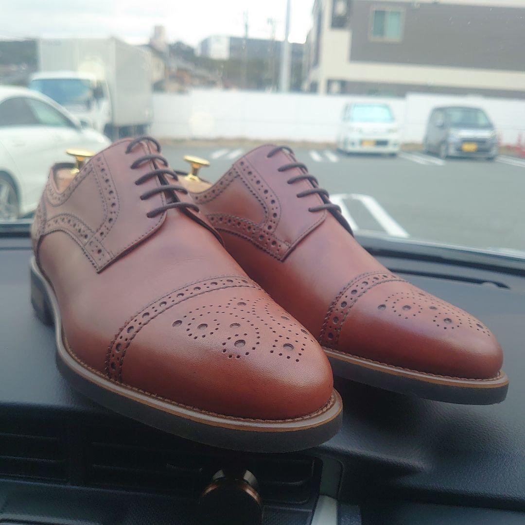 と*ん様 ヒルトン ブラウンウィングチップドレスシューズ 44 MADE IN