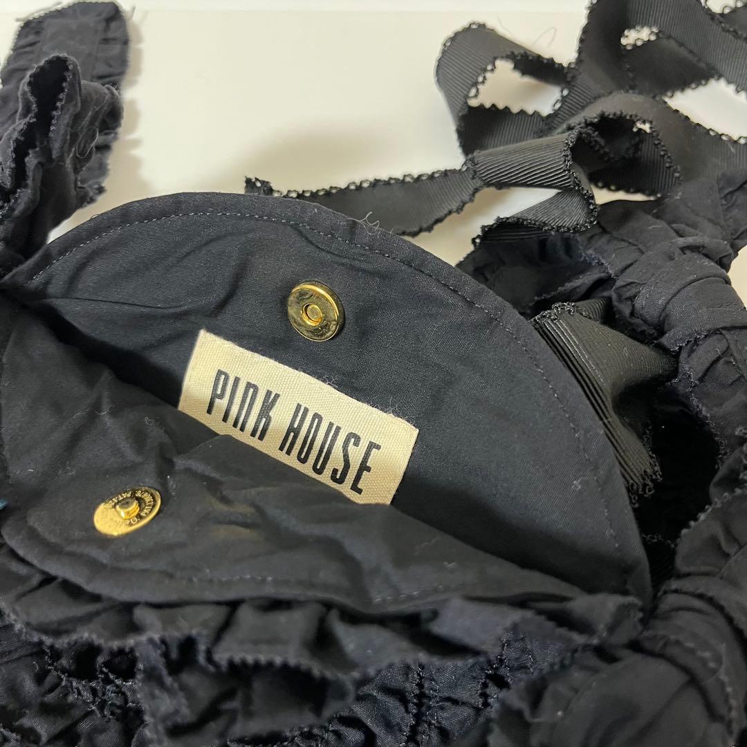 【未使用】ピンクハウス フリル リボン ポシェット バッグ 黒