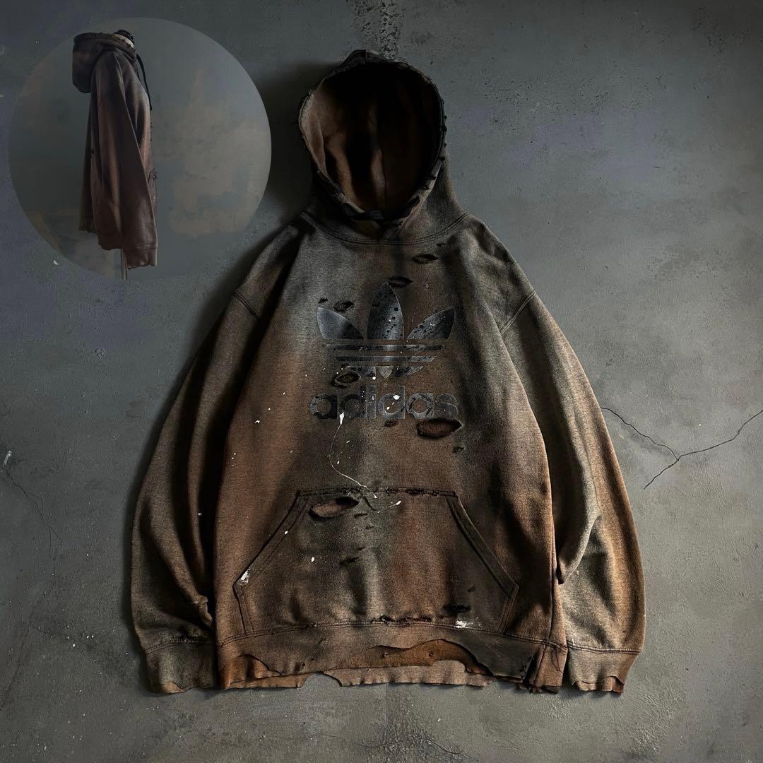 y2k“broken”激フェード“ダーク”2XO“boro hoodie